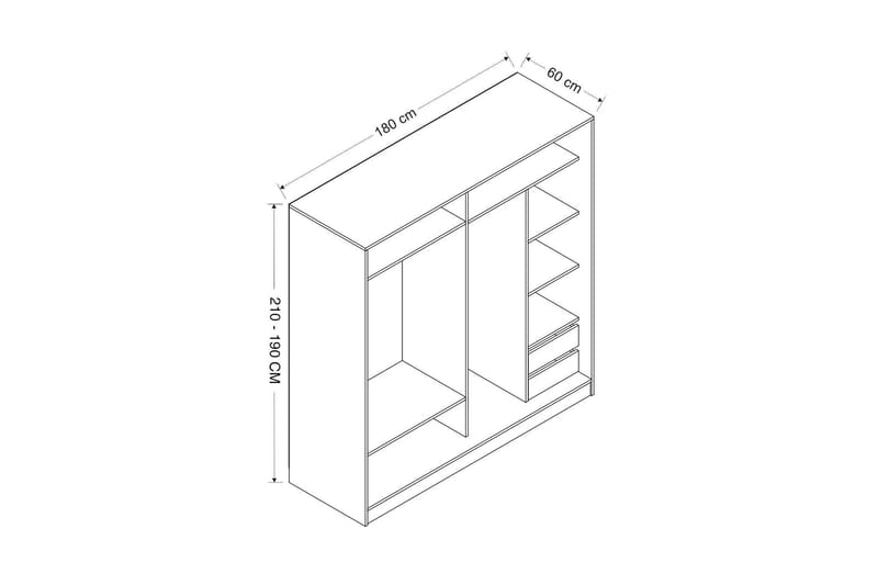 Fruitland Garderobe med Speil - Brun - Oppbevaring - Klesoppbevaring - Garderober & garderobesystem