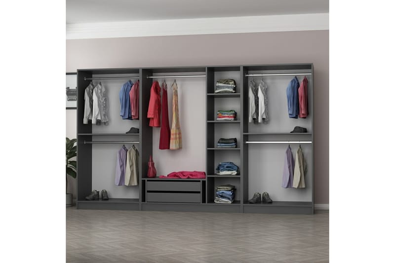 Fruitland Garderobe med Speil - Brun/Grå - Oppbevaring - Klesoppbevaring - Garderober & garderobesystem