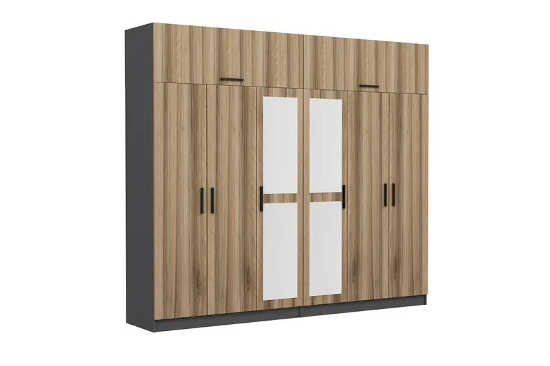 Fruitland Garderobe med Speil - Brun/Grå - Oppbevaring - Klesoppbevaring - Garderober & garderobesystem