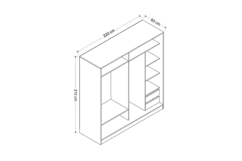 Fruitland Garderobe med Speil - Grå - Oppbevaring - Klesoppbevaring - Garderober & garderobesystem
