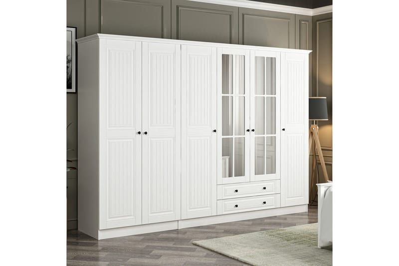 Fruitland Garderobe med Speil - Hvit - Oppbevaring - Klesoppbevaring - Garderober & garderobesystem