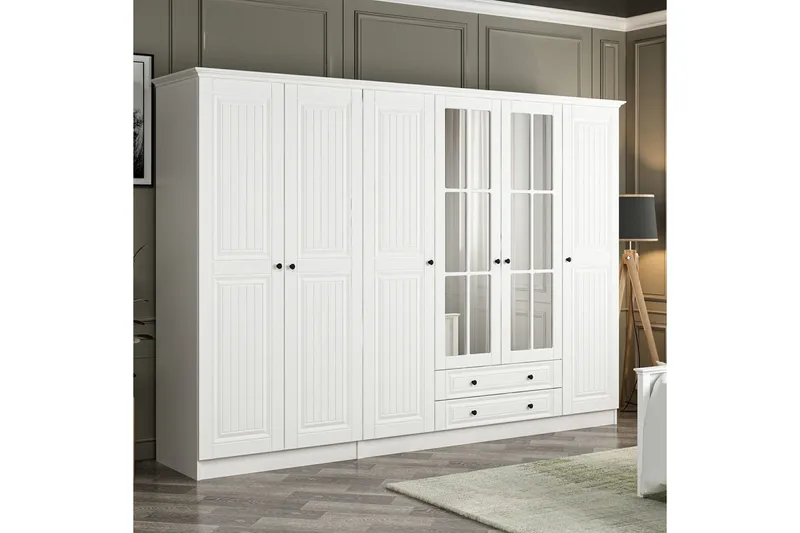 Fruitland Garderobe med Speil - Hvit - Oppbevaring - Klesoppbevaring - Garderober & garderobesystem