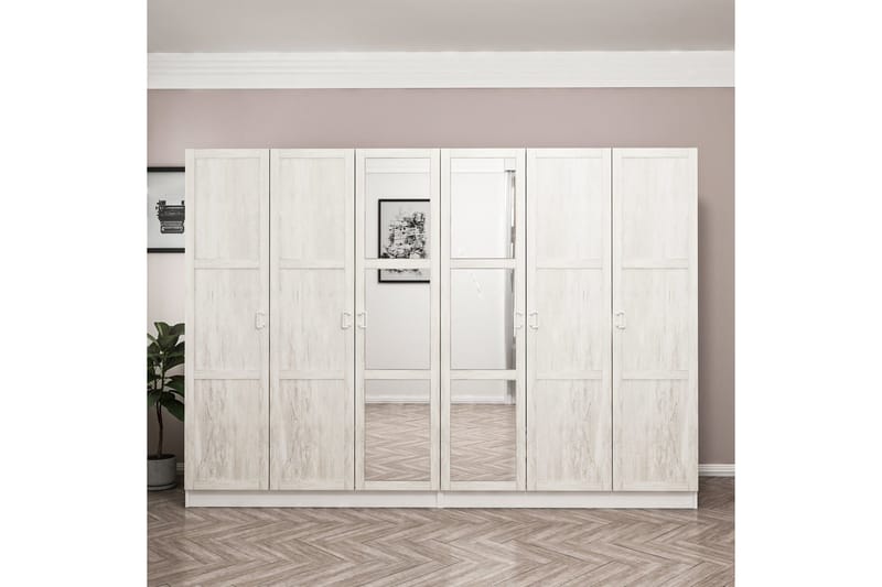 Fruitland Garderobe med Speil - Hvit - Oppbevaring - Klesoppbevaring - Garderober & garderobesystem
