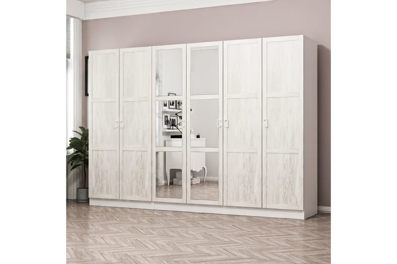 Fruitland Garderobe med Speil - Hvit - Oppbevaring - Klesoppbevaring - Garderober & garderobesystem