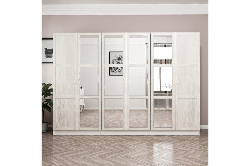 Fruitland Garderobe med Speil - Hvit - Oppbevaring - Klesoppbevaring - Garderober & garderobesystem