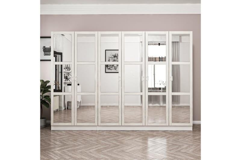 Fruitland Garderobe med Speil - Hvit - Oppbevaring - Klesoppbevaring - Garderober & garderobesystem