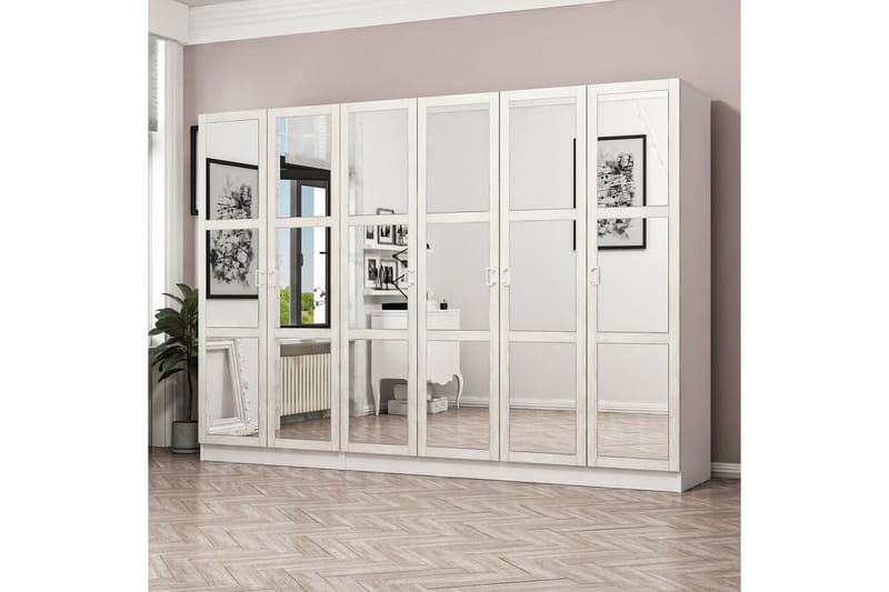 Fruitland Garderobe med Speil - Hvit - Oppbevaring - Klesoppbevaring - Garderober & garderobesystem