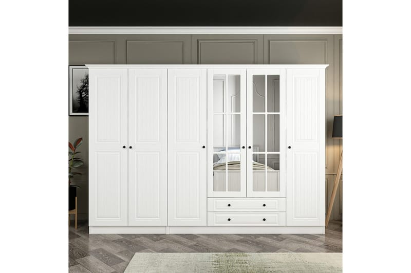 Fruitland Garderobe med Speil - Hvit - Oppbevaring - Klesoppbevaring - Garderober & garderobesystem