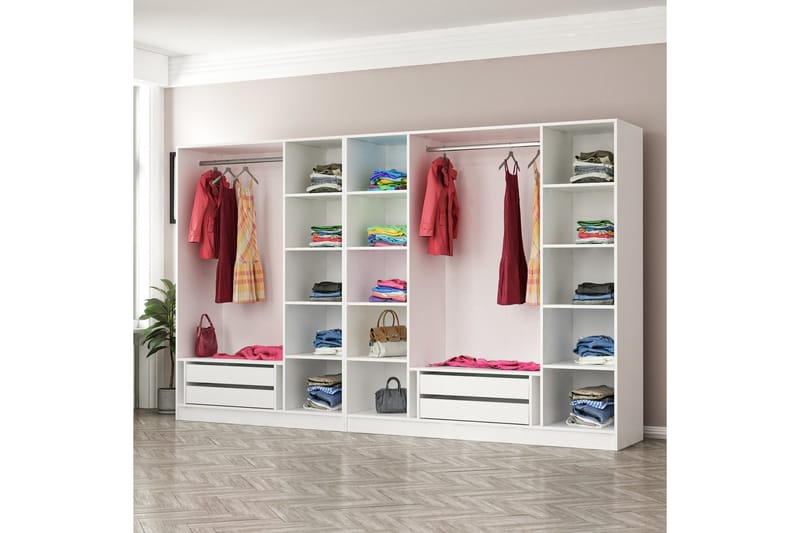 Fruitland Garderobe med Speil - Hvit - Garderober & garderobesystem - Garderobeskap & klesskap
