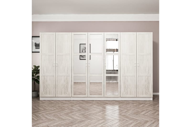 Fruitland Garderobe med Speil - Hvit - Oppbevaring - Klesoppbevaring - Garderober & garderobesystem