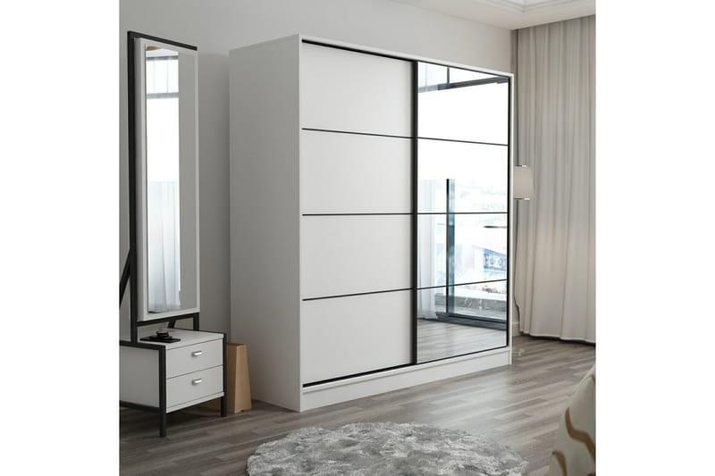 Fruitland Garderobe med Speil - Hvit - Oppbevaring - Klesoppbevaring - Garderober & garderobesystem