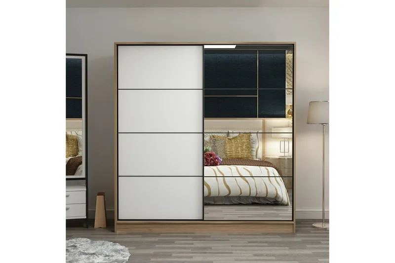 Fruitland Garderobe med Speil, Hvit/Brun