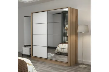 Fruitland Garderobe med Speil - Hvit/Brun - Oppbevaring - Klesoppbevaring - Garderober & garderobesystem