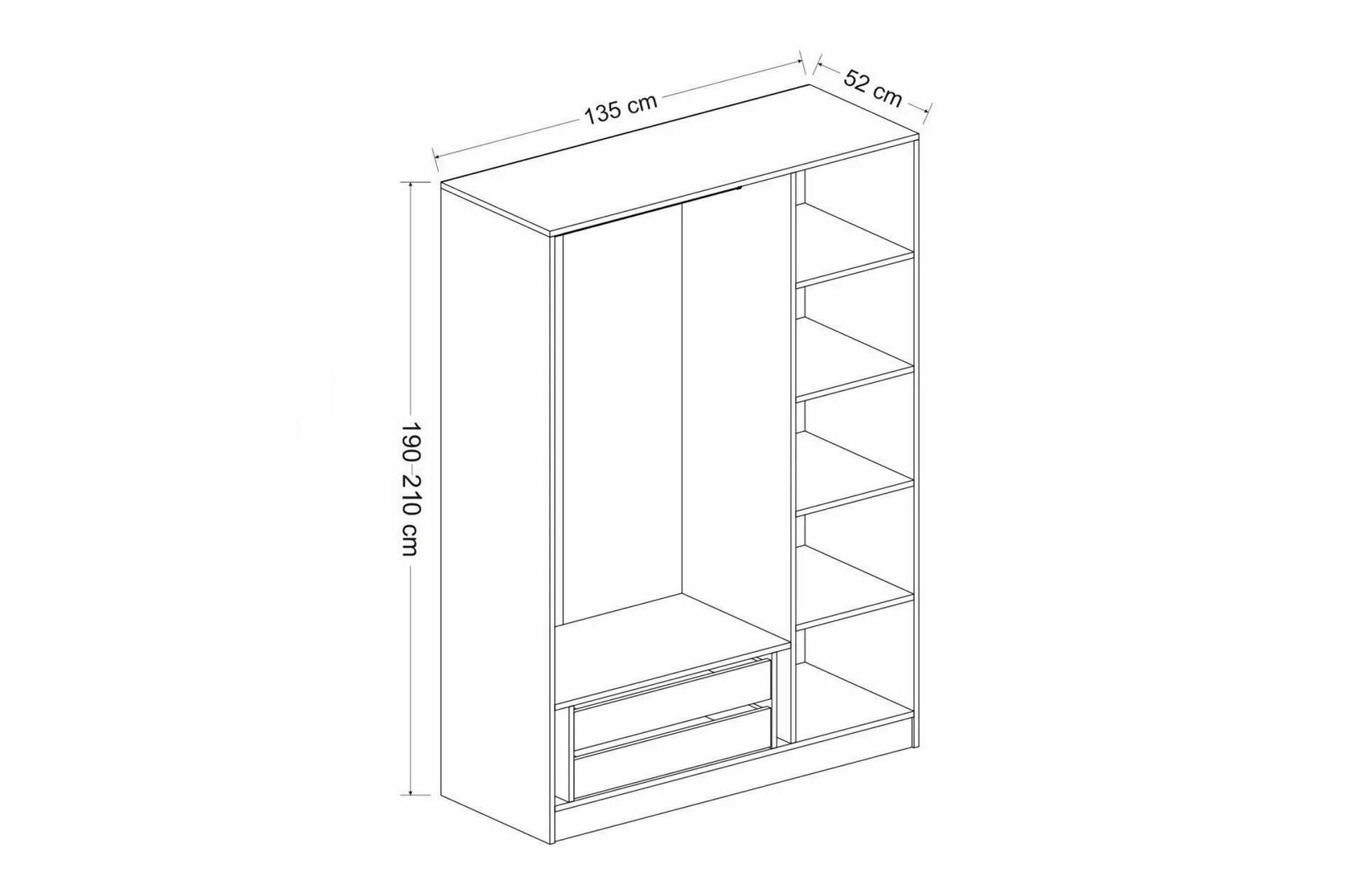 Fruitland Garderobe med Speil - Valnøtt - Oppbevaring - Klesoppbevaring - Garderober & garderobesystem