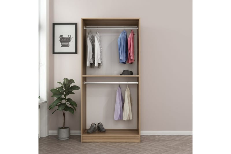 Fruitland Garderobeskap 90 cm i Lyst Tre med Glassdør - Brun - Oppbevaring - Klesoppbevaring - Garderober & garderobesystem