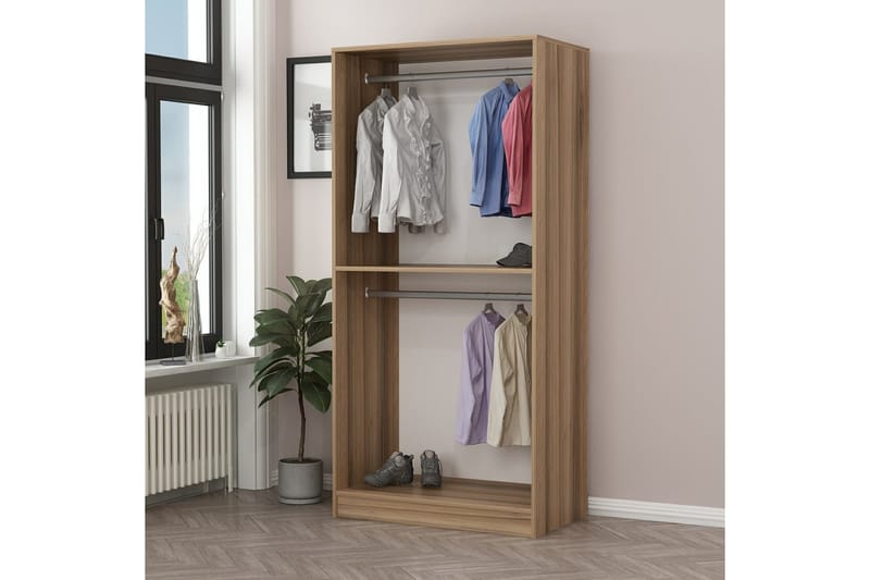 Fruitland Garderobeskap 90 cm i Lyst Tre med Glassdør - Brun - Oppbevaring - Klesoppbevaring - Garderober & garderobesystem