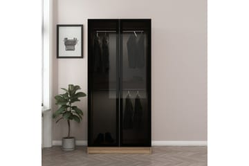 Fruitland Garderobeskap 90 cm i Lyst Tre med Glassdør - Brun - Oppbevaring - Klesoppbevaring - Garderober & garderobesystem