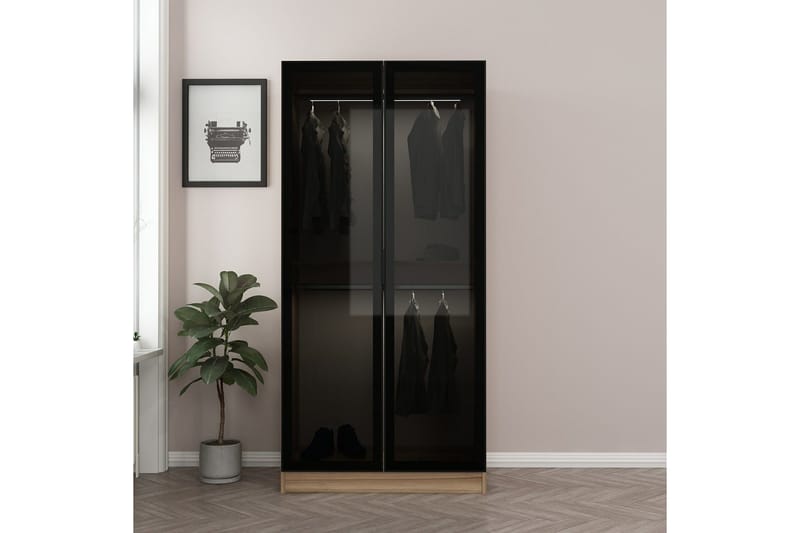 Fruitland Garderobeskap 90 cm i Lyst Tre med Glassdør - Brun - Oppbevaring - Klesoppbevaring - Garderober & garderobesystem