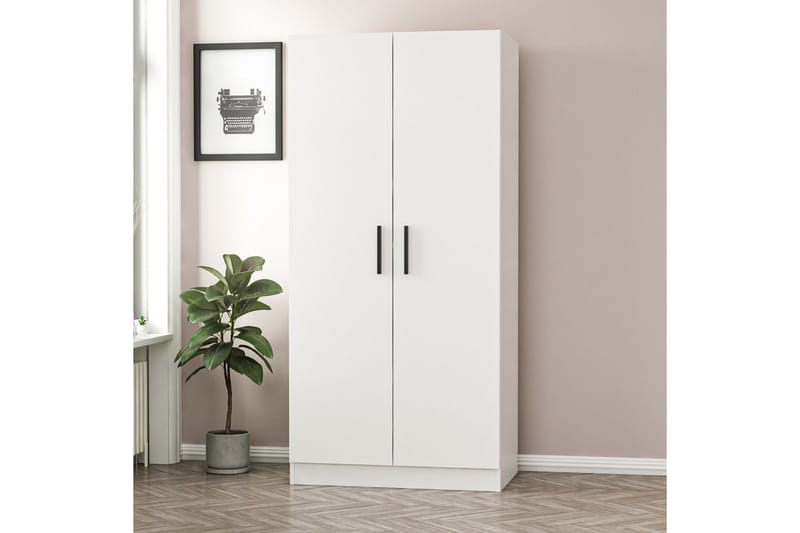 Fruitland Garderobeskap 90 cm i Malt Tre - Hvit - Oppbevaring - Klesoppbevaring - Garderober & garderobesystem