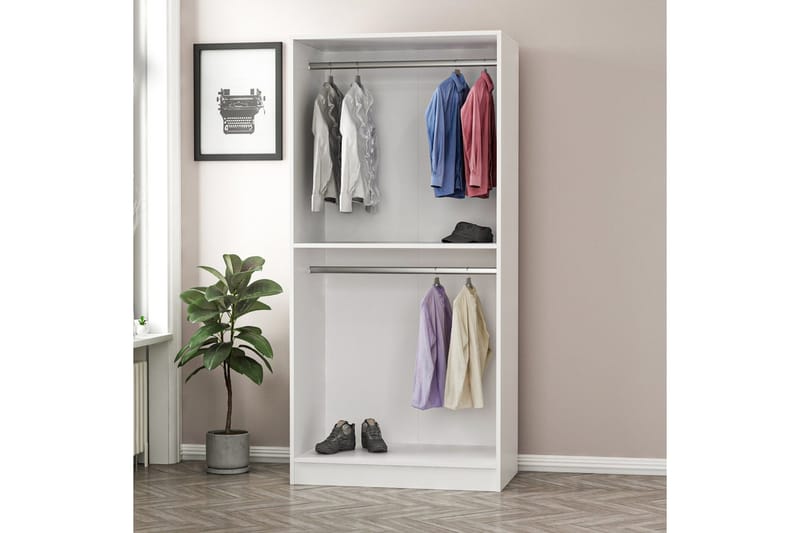 Fruitland Garderobeskap 90 cm i Malt Tre - Hvit - Oppbevaring - Klesoppbevaring - Garderober & garderobesystem