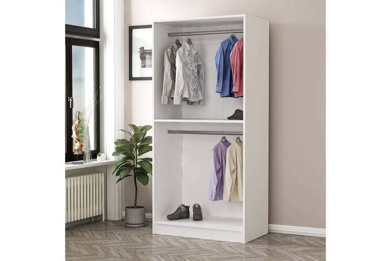 Fruitland Garderobeskap 90 cm i Malt Tre - Hvit - Oppbevaring - Klesoppbevaring - Garderober & garderobesystem