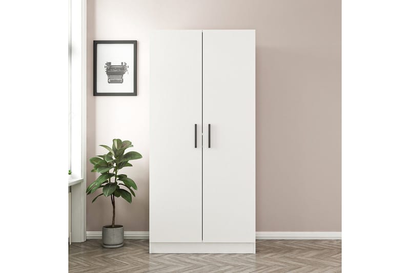 Fruitland Garderobeskap 90 cm i Malt Tre, Hvit