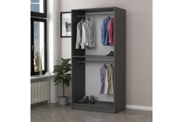 Fruitland Garderobeskap 90 cm i Tre med Glassdør - Antrasitt - Oppbevaring - Klesoppbevaring - Garderober & garderobesystem