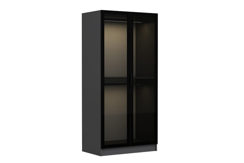 Fruitland Garderobeskap 90 cm i Tre med Glassdør - Antrasitt - Oppbevaring - Klesoppbevaring - Garderober & garderobesystem