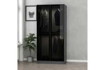 Fruitland Garderobeskap 90 cm i Tre med Glassdør - Antrasitt - Oppbevaring - Klesoppbevaring - Garderober & garderobesystem