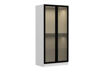Fruitland Garderobeskap 90 cm i Tre med Glassdør - Hvit|Svart - Oppbevaring - Klesoppbevaring - Garderober & garderobesystem