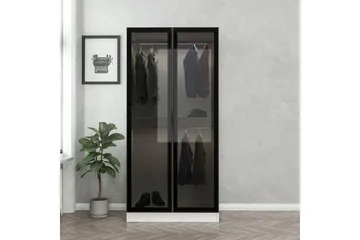 Fruitland Garderobeskap 90 cm i Tre med Glassdør - Hvit|Svart - Oppbevaring - Klesoppbevaring - Garderober & garderobesystem