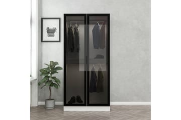 Fruitland Garderobeskap 90 cm i Tre med Glassdør - Svart|Hvit - Oppbevaring - Klesoppbevaring - Garderober & garderobesystem