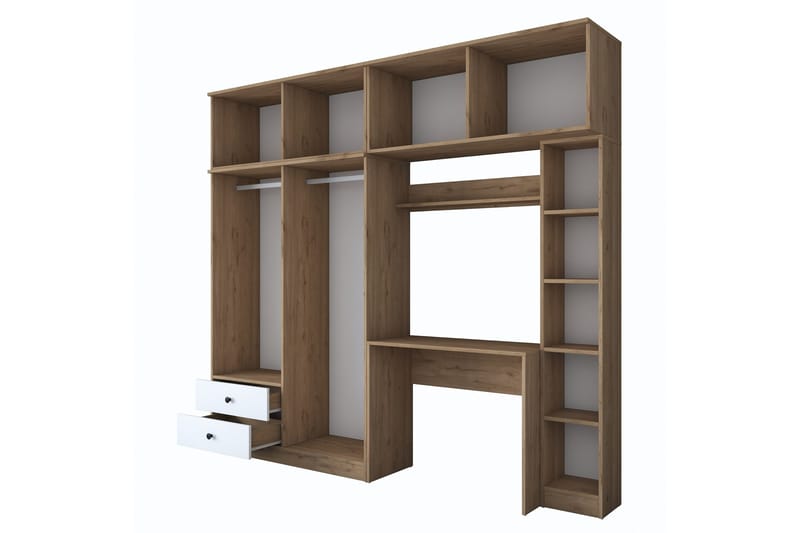 Fryderyk Garderobe 240x216,8 cm - Valnøtt/Hvit - Oppbevaring - Klesoppbevaring - Garderober & garderobesystem