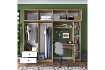 Fryderyk Garderobe 240x216,8 cm - Valnøtt/Hvit - Oppbevaring - Klesoppbevaring - Garderober & garderobesystem