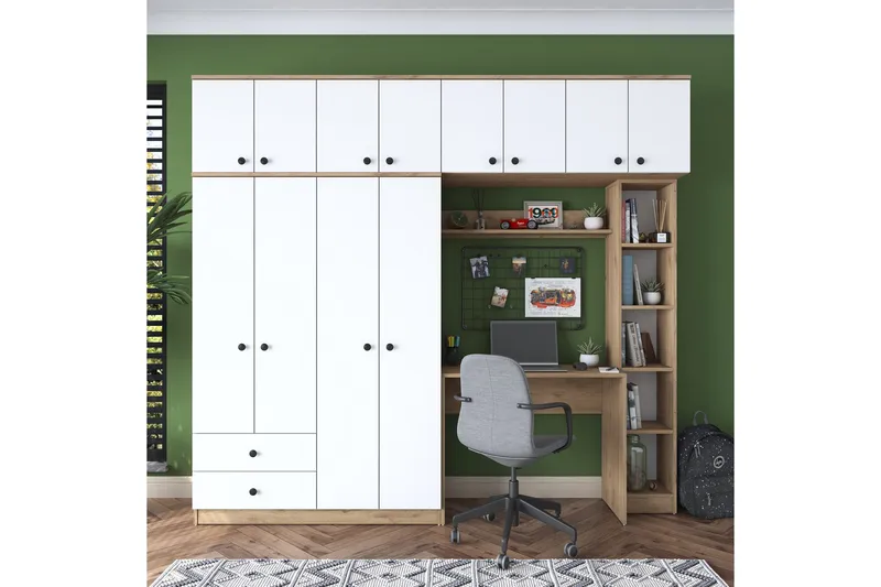 Fryderyk Garderobe 240x216,8 cm - Valnøtt/Hvit - Oppbevaring - Klesoppbevaring - Garderober & garderobesystem