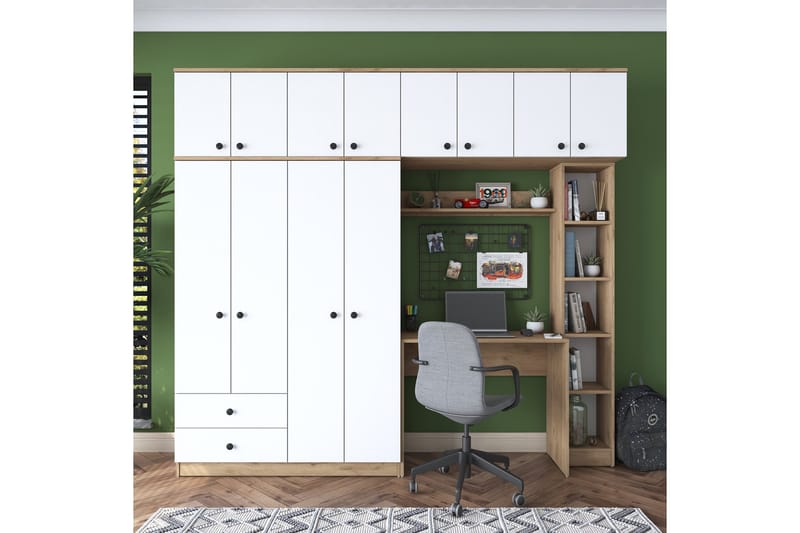 Fryderyk Garderobe 240x216,8 cm - Valnøtt/Hvit - Oppbevaring - Klesoppbevaring - Garderober & garderobesystem