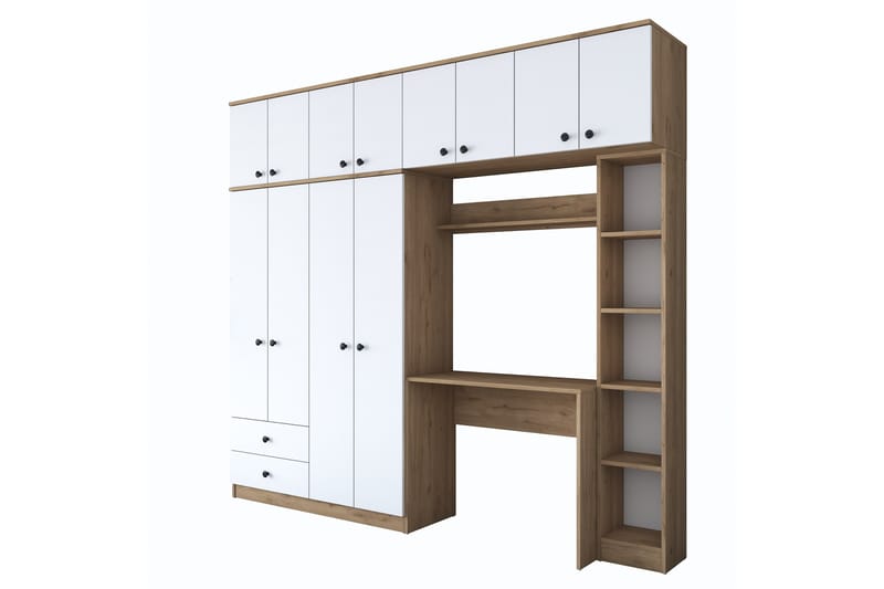 Fryderyk Garderobe 240x216,8 cm - Valnøtt/Hvit - Oppbevaring - Klesoppbevaring - Garderober & garderobesystem