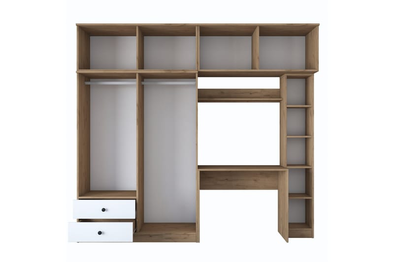 Fryderyk Garderobe 240x216,8 cm - Valnøtt/Hvit - Oppbevaring - Klesoppbevaring - Garderober & garderobesystem