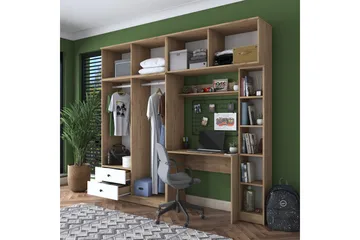 Fryderyk Garderobe 240x216,8 cm - Valnøtt/Hvit - Oppbevaring - Klesoppbevaring - Garderober & garderobesystem
