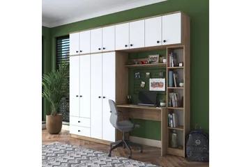 Fryderyk Garderobe 240x216,8 cm - Valnøtt/Hvit - Oppbevaring - Klesoppbevaring - Garderober & garderobesystem