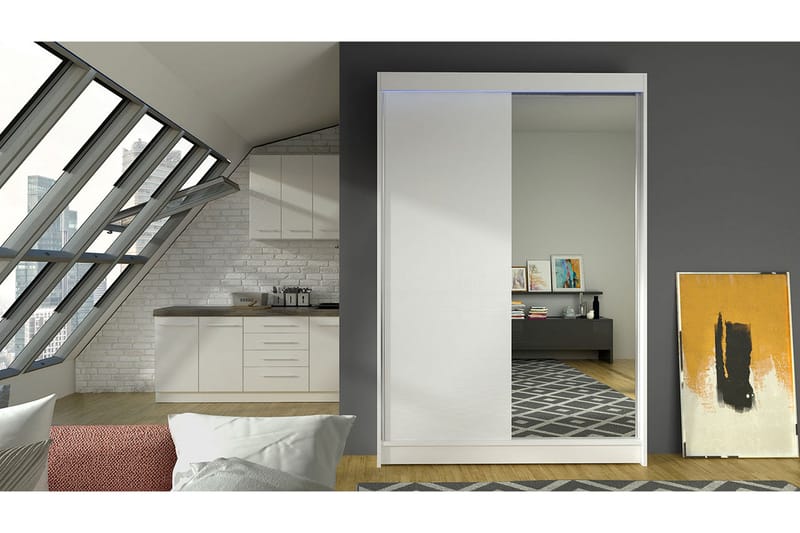 Garderobe + LED - Hvit - Oppbevaring - Klesoppbevaring - Garderober & garderobesystem - Garderobeskap & klesskap