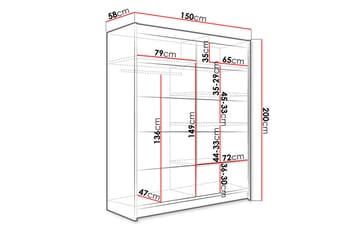 Garderobe + LED - Svart / Hvit - Oppbevaring - Klesoppbevaring - Garderober & garderobesystem