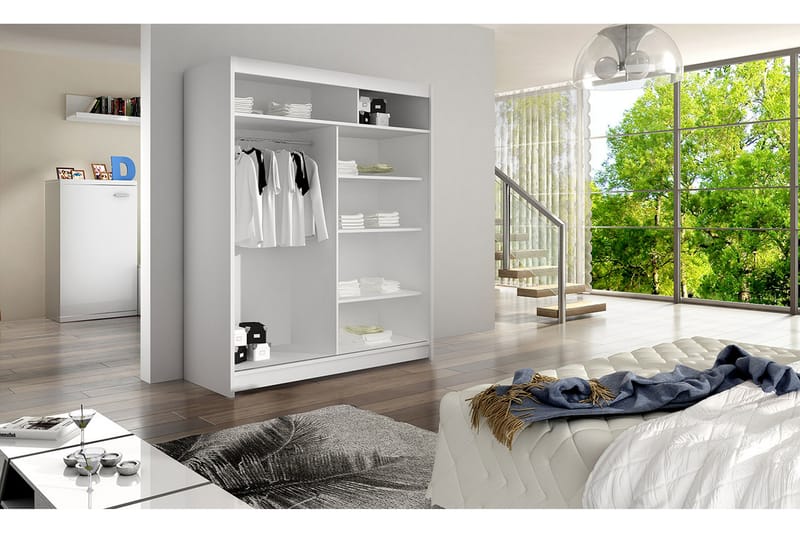 Garderobe + LED - Svart / Hvit - Garderobeskap & klesskap - Garderober & garderobesystem