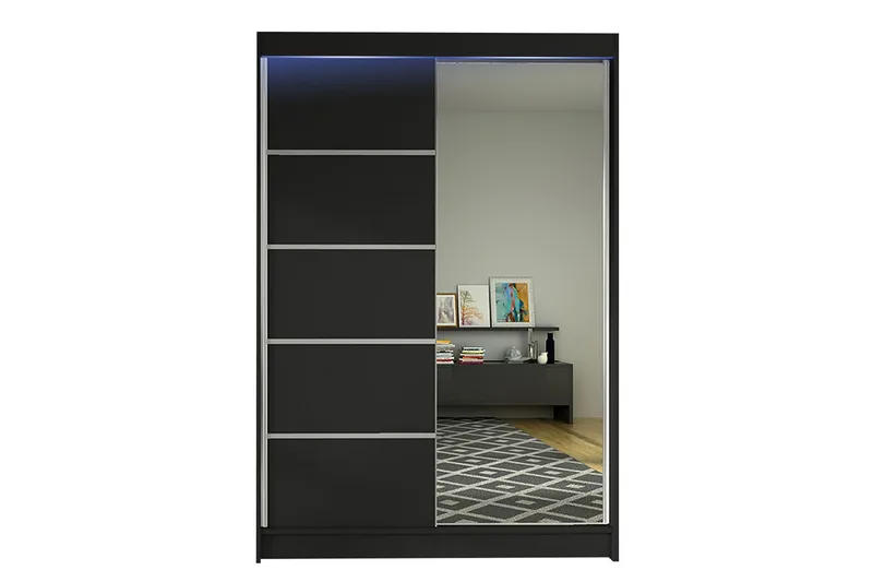 Garderobe + LED, Svart