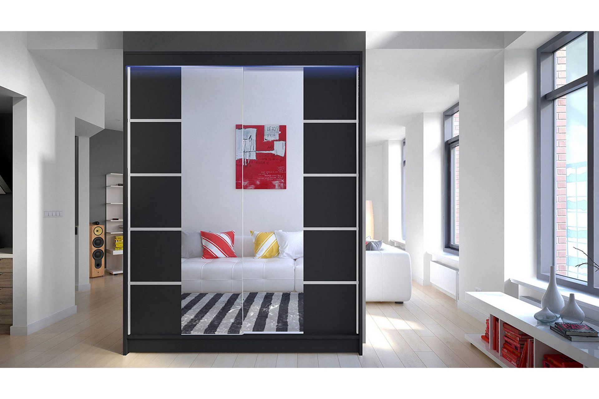 Garderobe + LED - Svart - Oppbevaring - Klesoppbevaring - Garderober & garderobesystem
