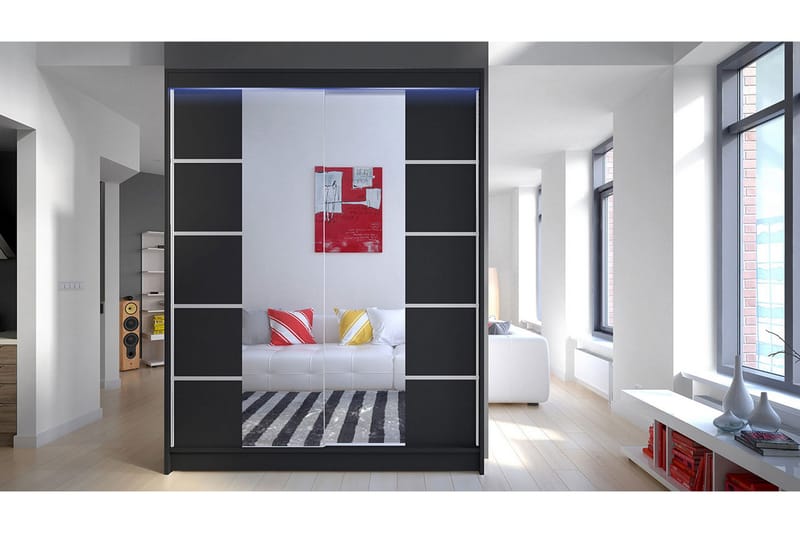 Garderobe + LED - Svart - Oppbevaring - Klesoppbevaring - Garderober & garderobesystem