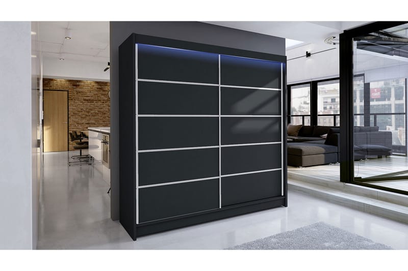 Garderobe + LED - Svart - Oppbevaring - Klesoppbevaring - Garderober & garderobesystem