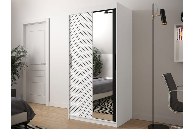 Garderobe 100 - Hvit|Svart - Oppbevaring - Klesoppbevaring - Garderober & garderobesystem