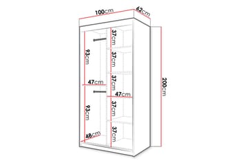 Garderobe 100 - Hvit|Svart - Oppbevaring - Klesoppbevaring - Garderober & garderobesystem