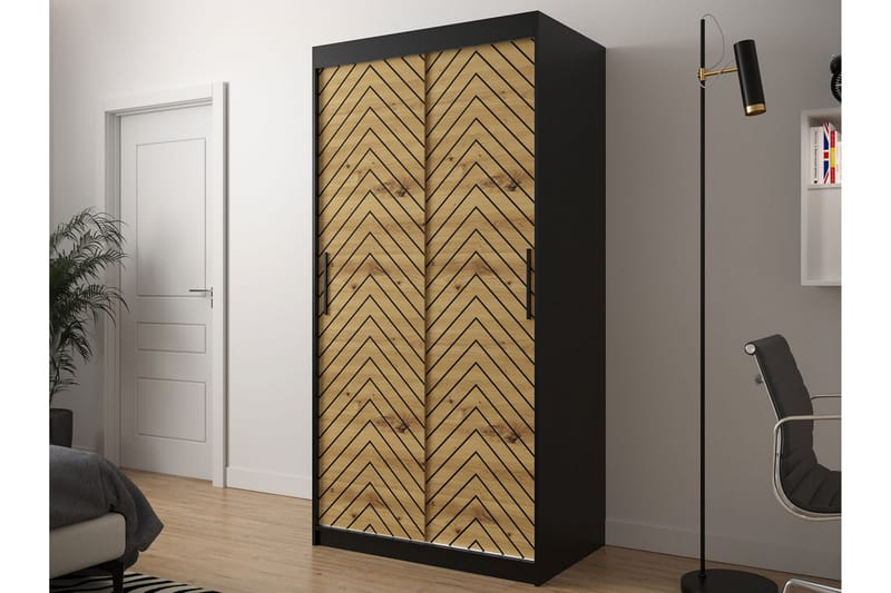 Garderobe 100 - Svart|Natur - Oppbevaring - Klesoppbevaring - Garderober & garderobesystem